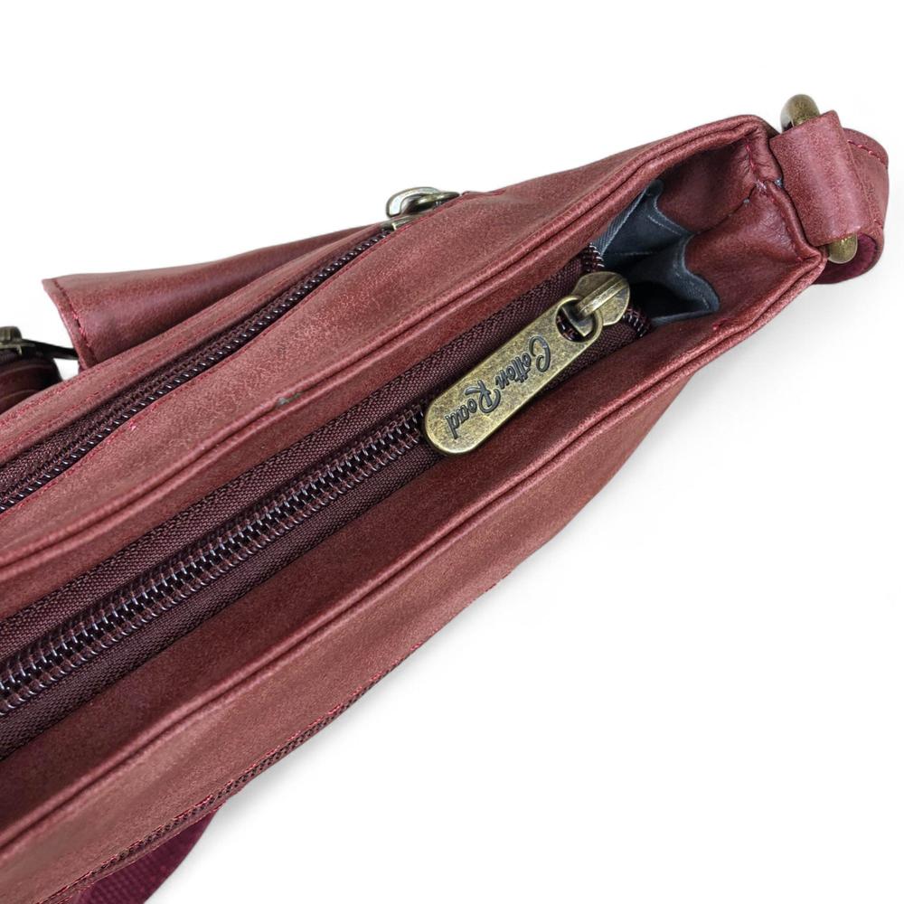 RED PU Leather Cotton Road Sling Bag with Pockets