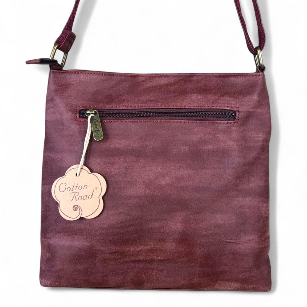 RED PU Leather Cotton Road Sling Bag with Pockets