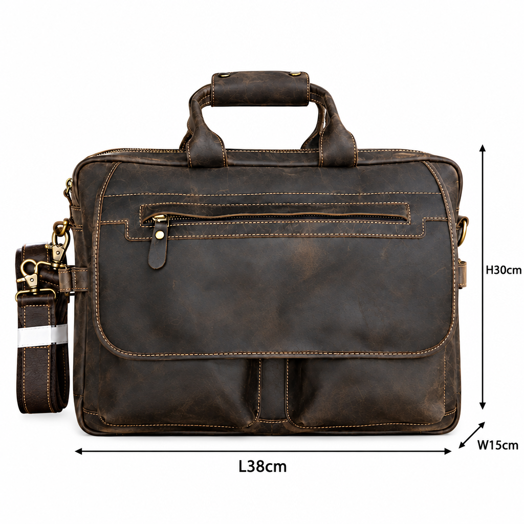 Vivace Laptop Bag: DARK COFFEE BROWN Genuine Leather Executive Work Bag