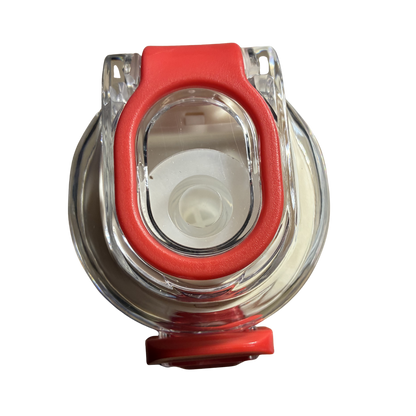 Slimline Thermal Bottle: RED MVP Bounce DOUBLE-WALLED Stainless-Steel Bottle top close