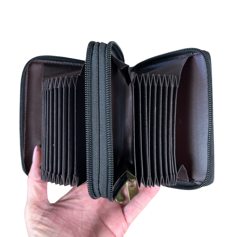 Small BLACK Cotton Road PU Leather CARD HOLDER card pocket