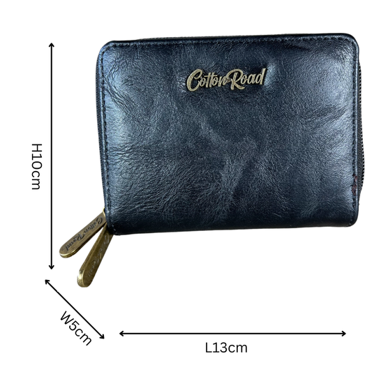 Small BLACK Cotton Road PU Leather CARD HOLDER sized