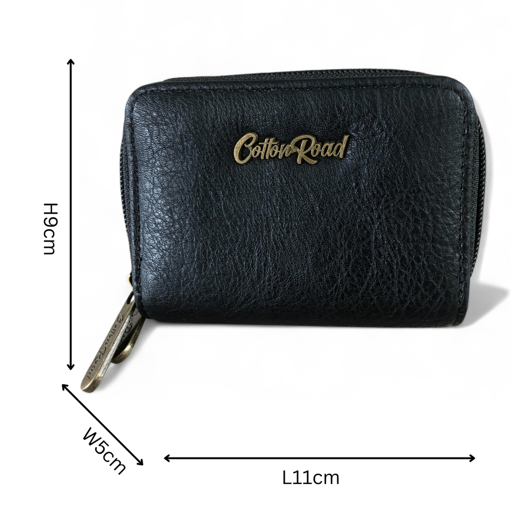 Small BLACK Cotton Road PU Leather Wallet