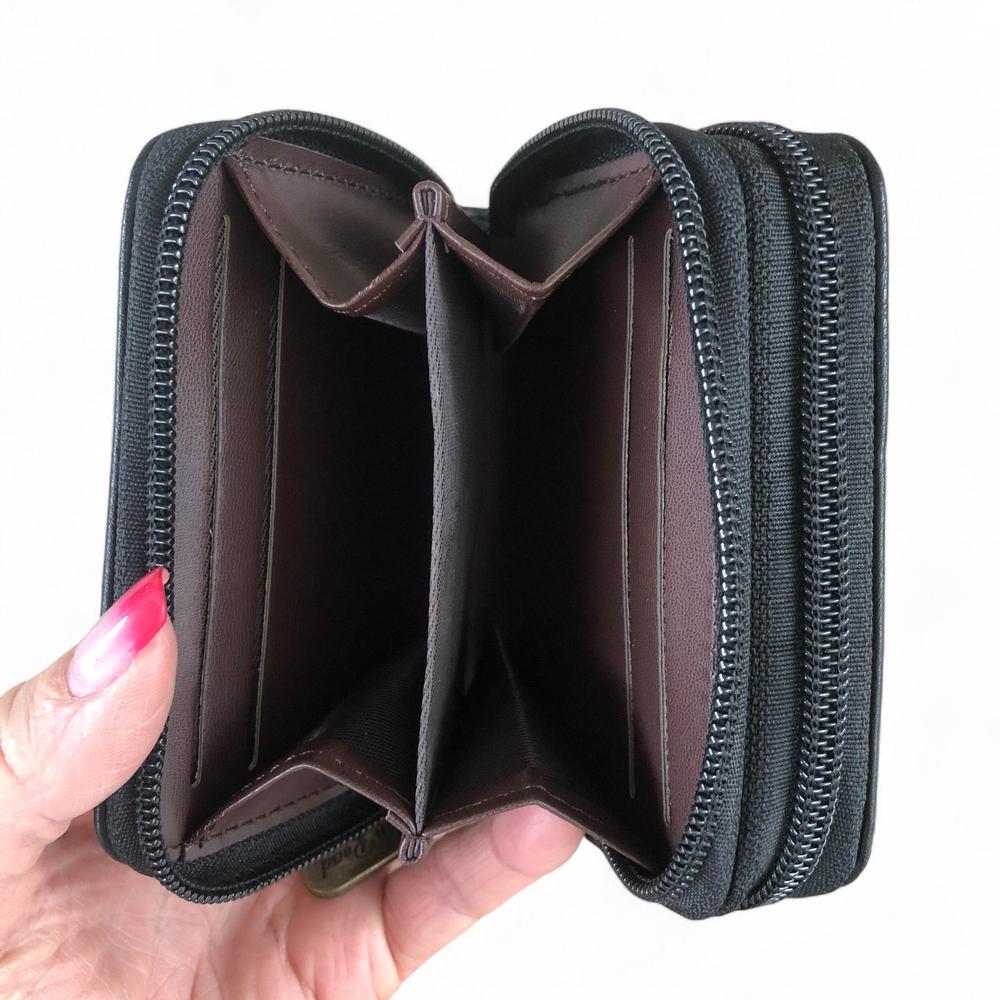 Small BLACK Cotton Road PU Leather Wallet