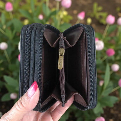 Small BLACK Cotton Road PU Leather Wallet