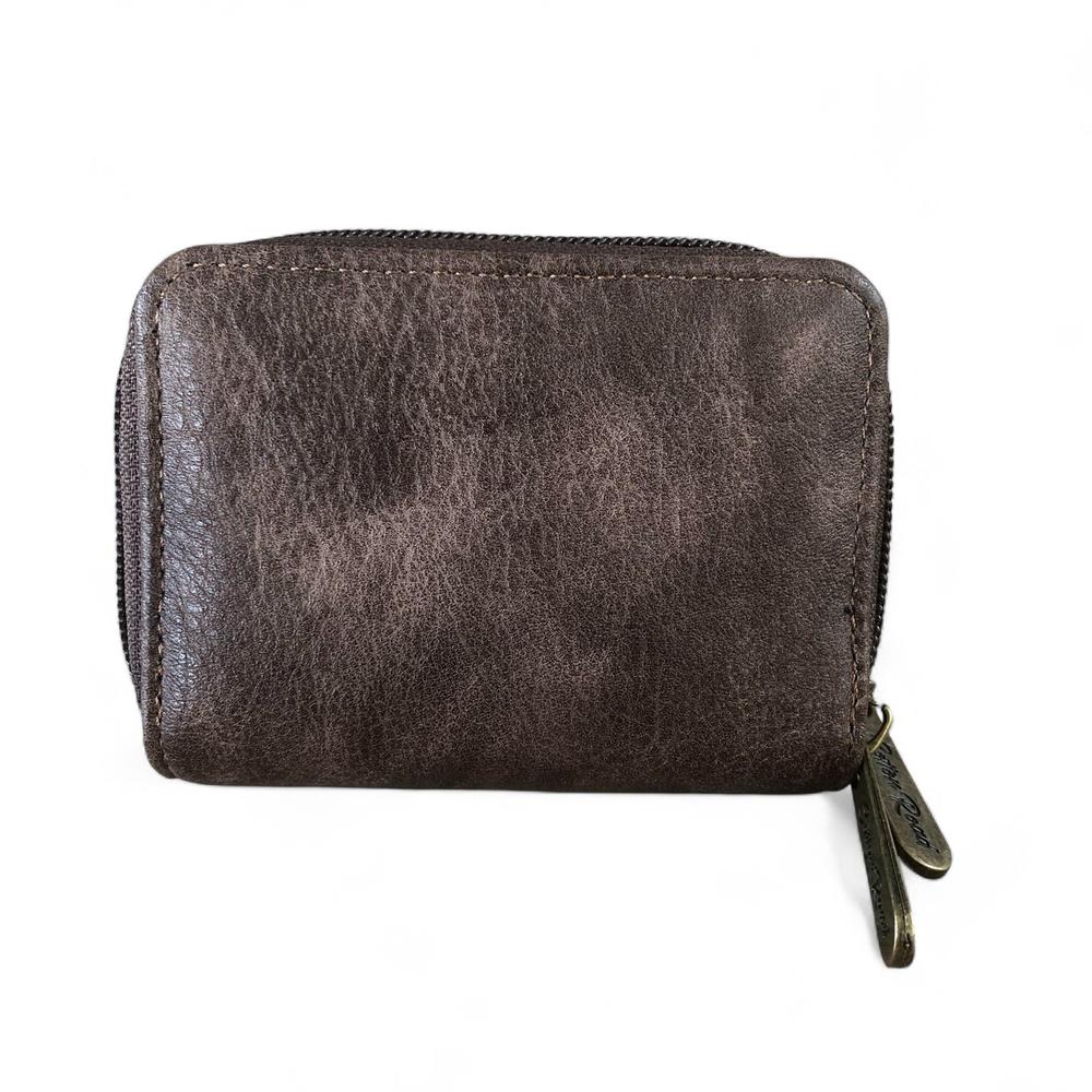 Small COFFEE BROWN Cotton Road PU Leather Wallet