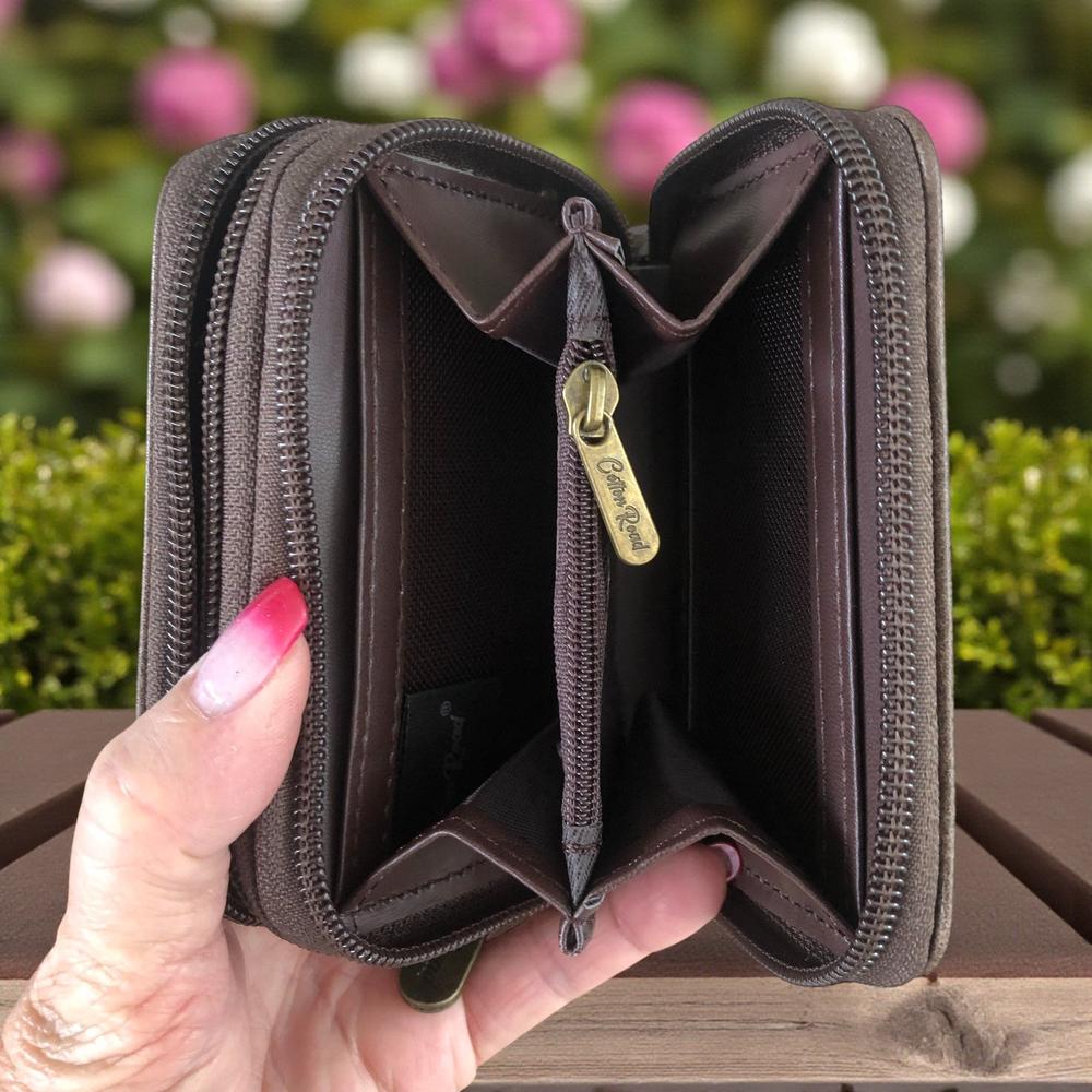 Small COFFEE BROWN Cotton Road PU Leather Wallet