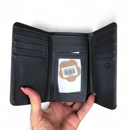 Small GREY Tri-fold Cotton Road PU Leather Wallet with PROTEA Print