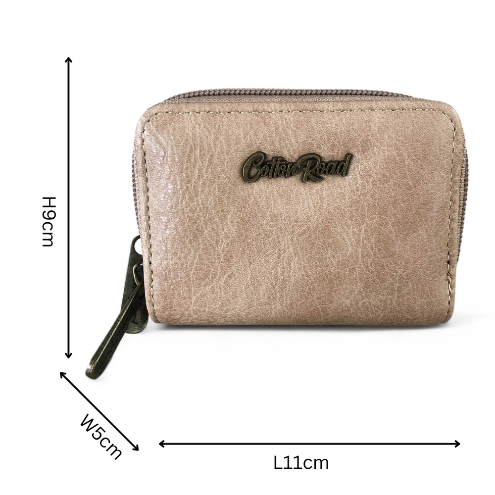 Small KHAKI Cotton Road PU Leather Wallet