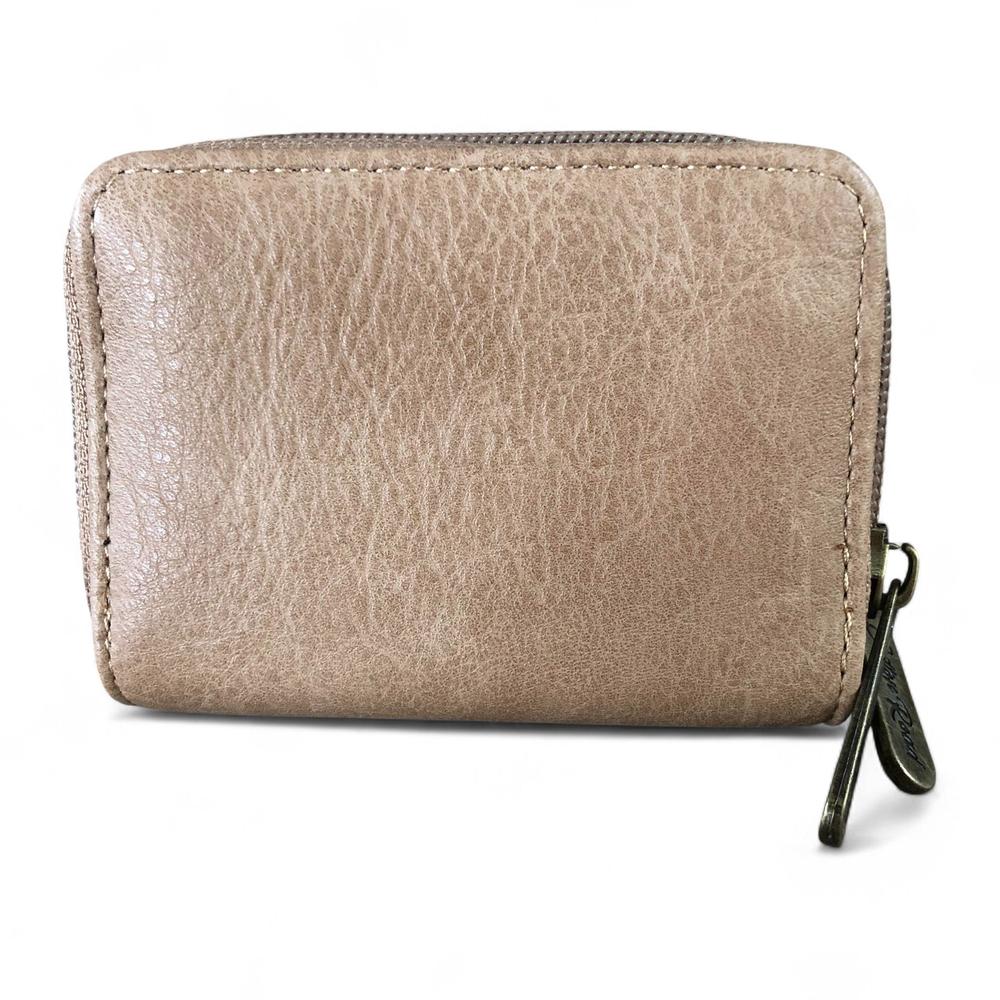Small KHAKI Cotton Road PU Leather Wallet