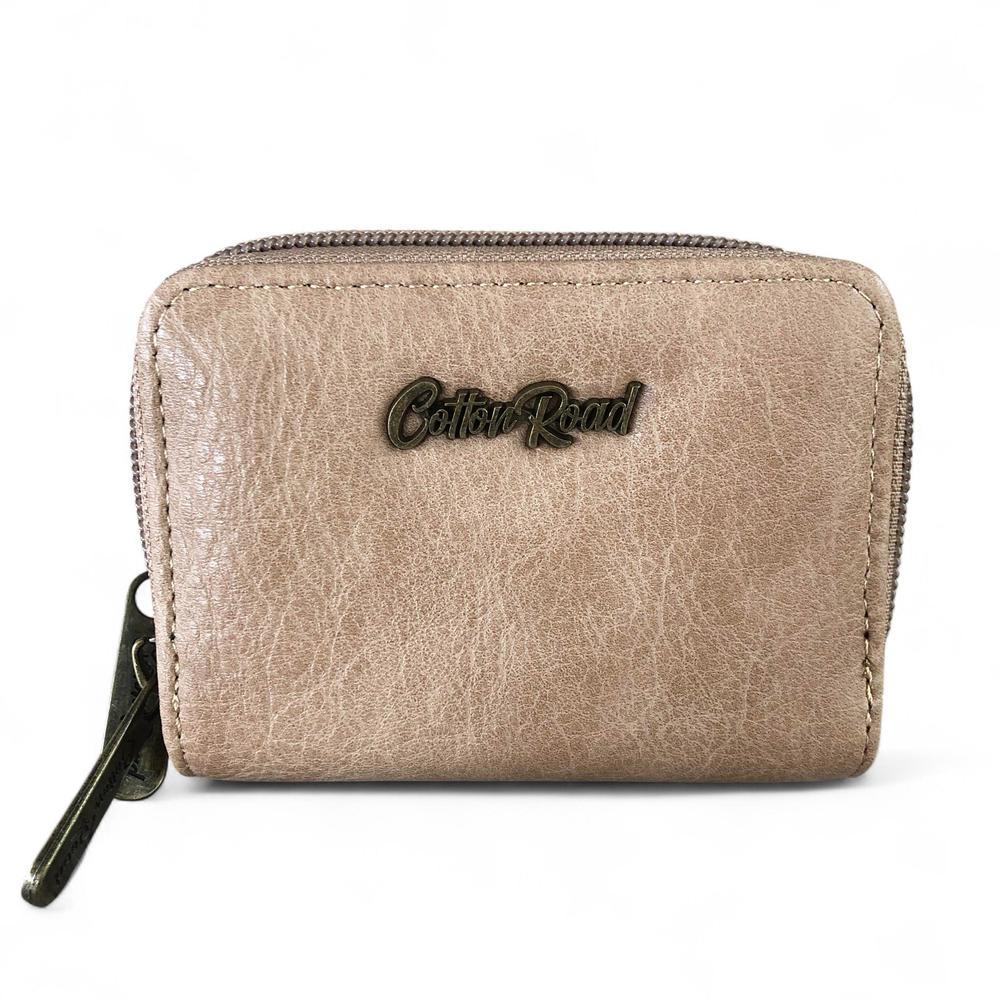 Small KHAKI Cotton Road PU Leather Wallet