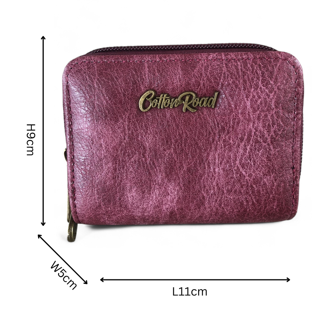 Small MAROON Cotton Road PU Leather Wallet