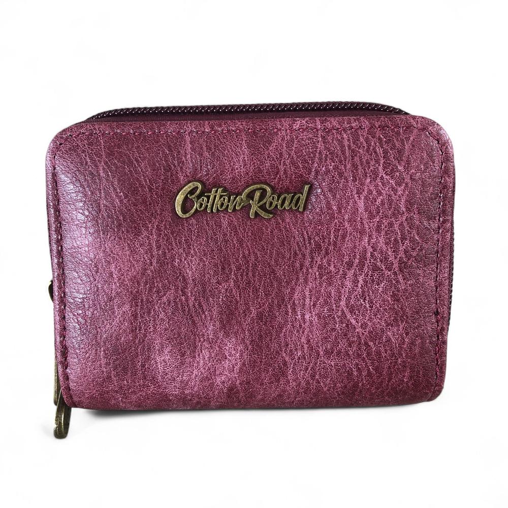 Small MAROON Cotton Road PU Leather Wallet