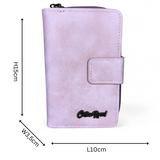 Small PINK PU Leather Cotton Road Wallet with CLIP