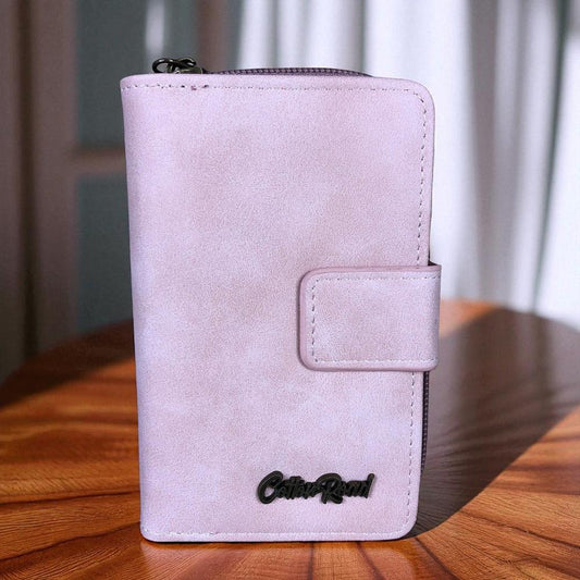 Small PINK PU Leather Cotton Road Wallet with CLIP