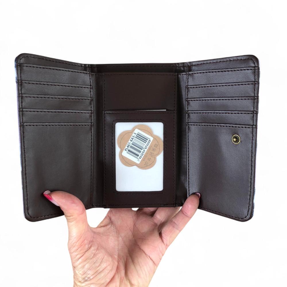 Small PURPLE Cotton Road Tri-fold PVC Wallet with PROTEAS