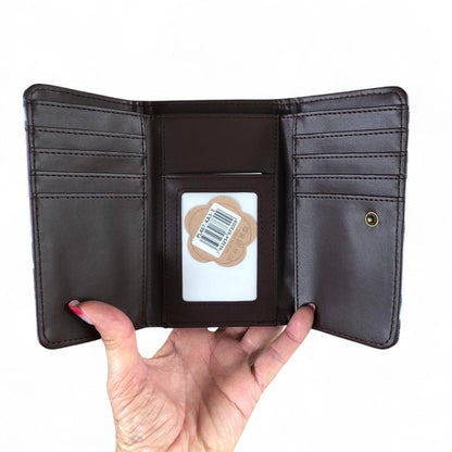 Small PURPLE Cotton Road Tri-fold PVC Wallet with PROTEAS