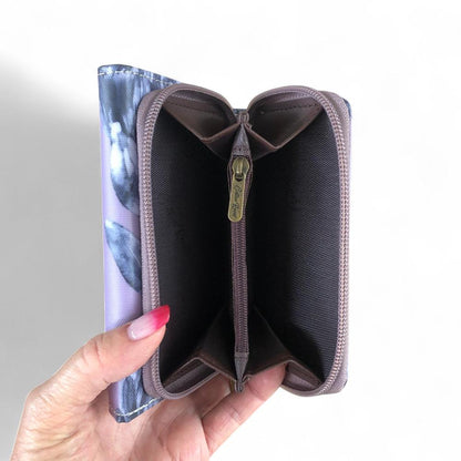 Small PURPLE Cotton Road Tri-fold PVC Wallet with PROTEAS