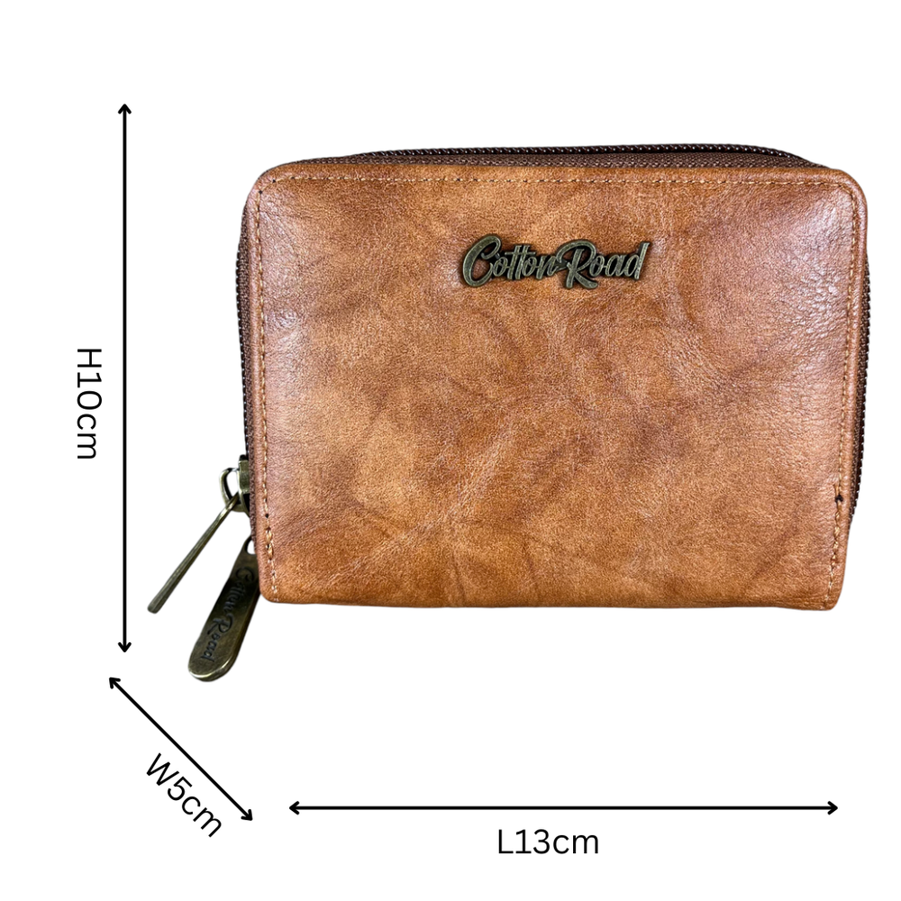 Small TAN BROWN Cotton Road PU Leather CARD HOLDER