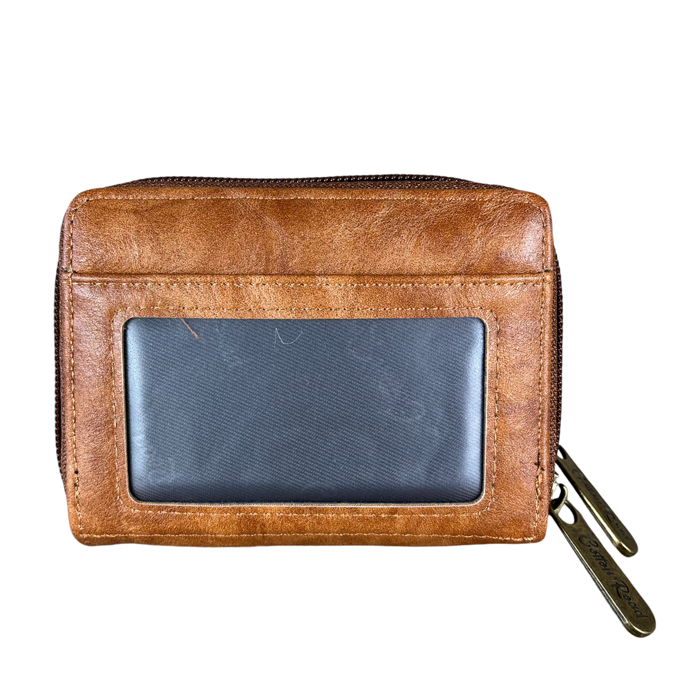 Small TAN BROWN Cotton Road PU Leather CARD HOLDER