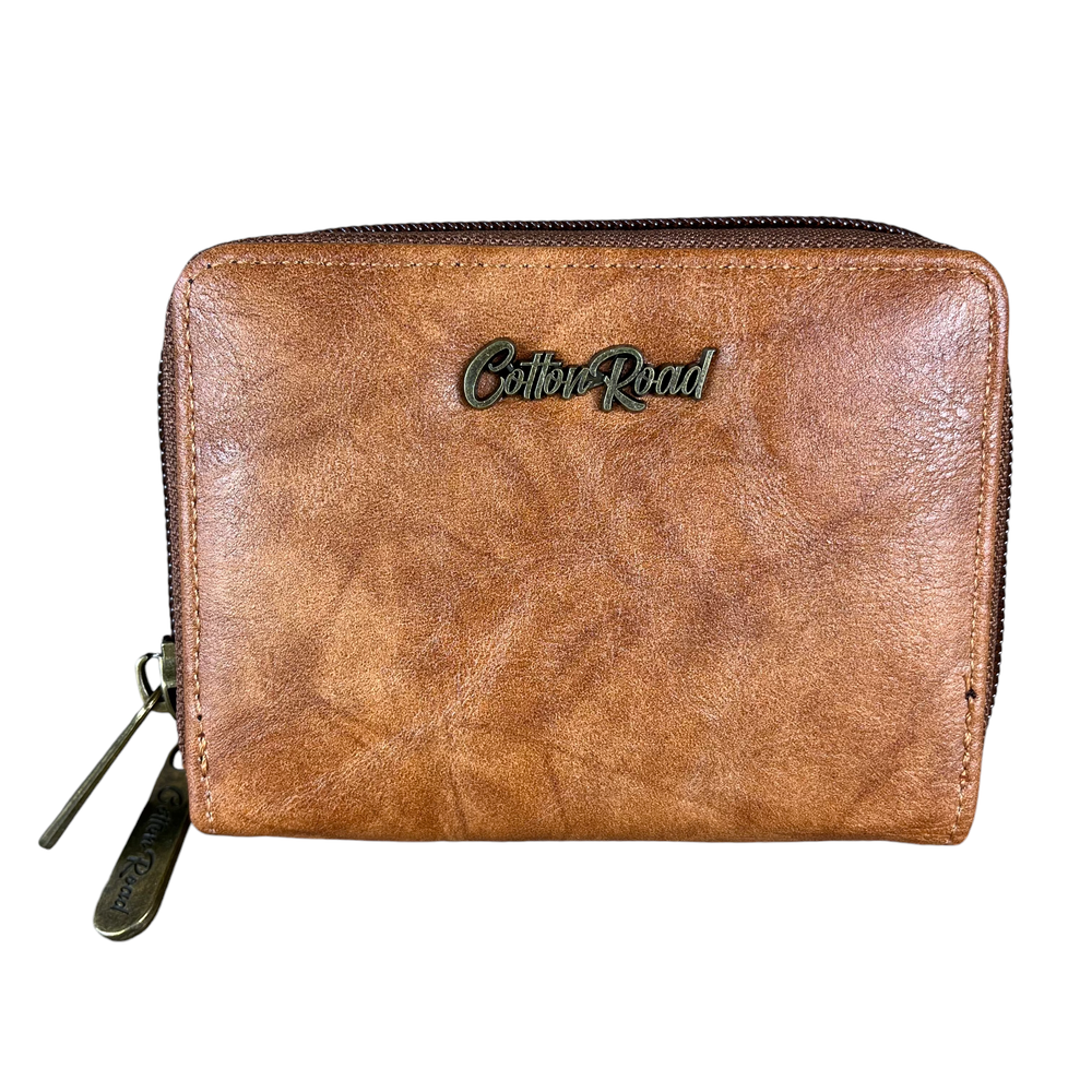 Small TAN BROWN Cotton Road PU Leather CARD HOLDER