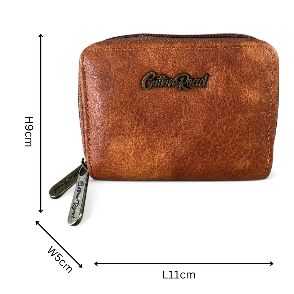 Small TAN BROWN Cotton Road PU Leather Wallet