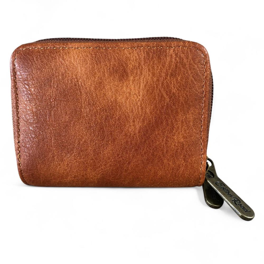 Small TAN BROWN Cotton Road PU Leather Wallet