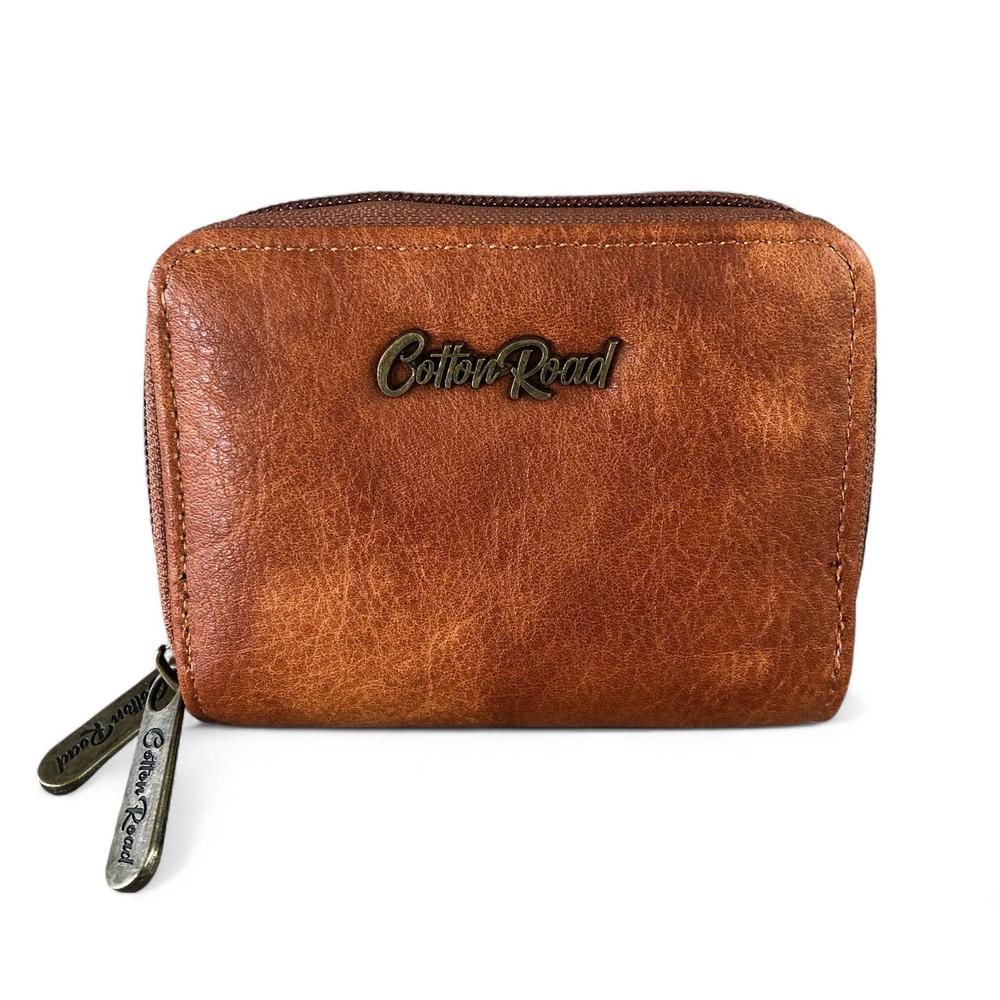 Small TAN BROWN Cotton Road PU Leather Wallet