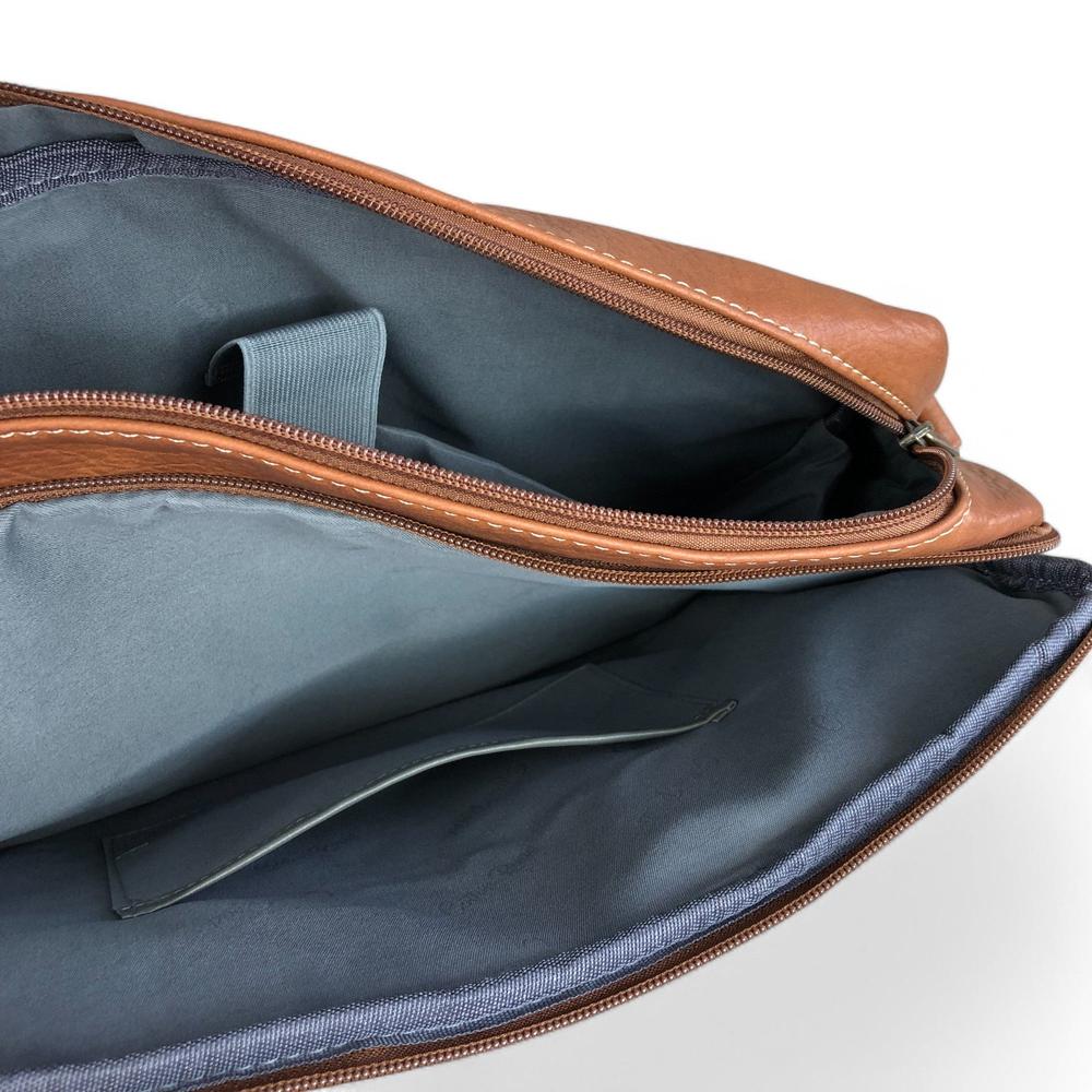 TAN BROWN BRANDED Cotton Road PU Leather Laptop Bag