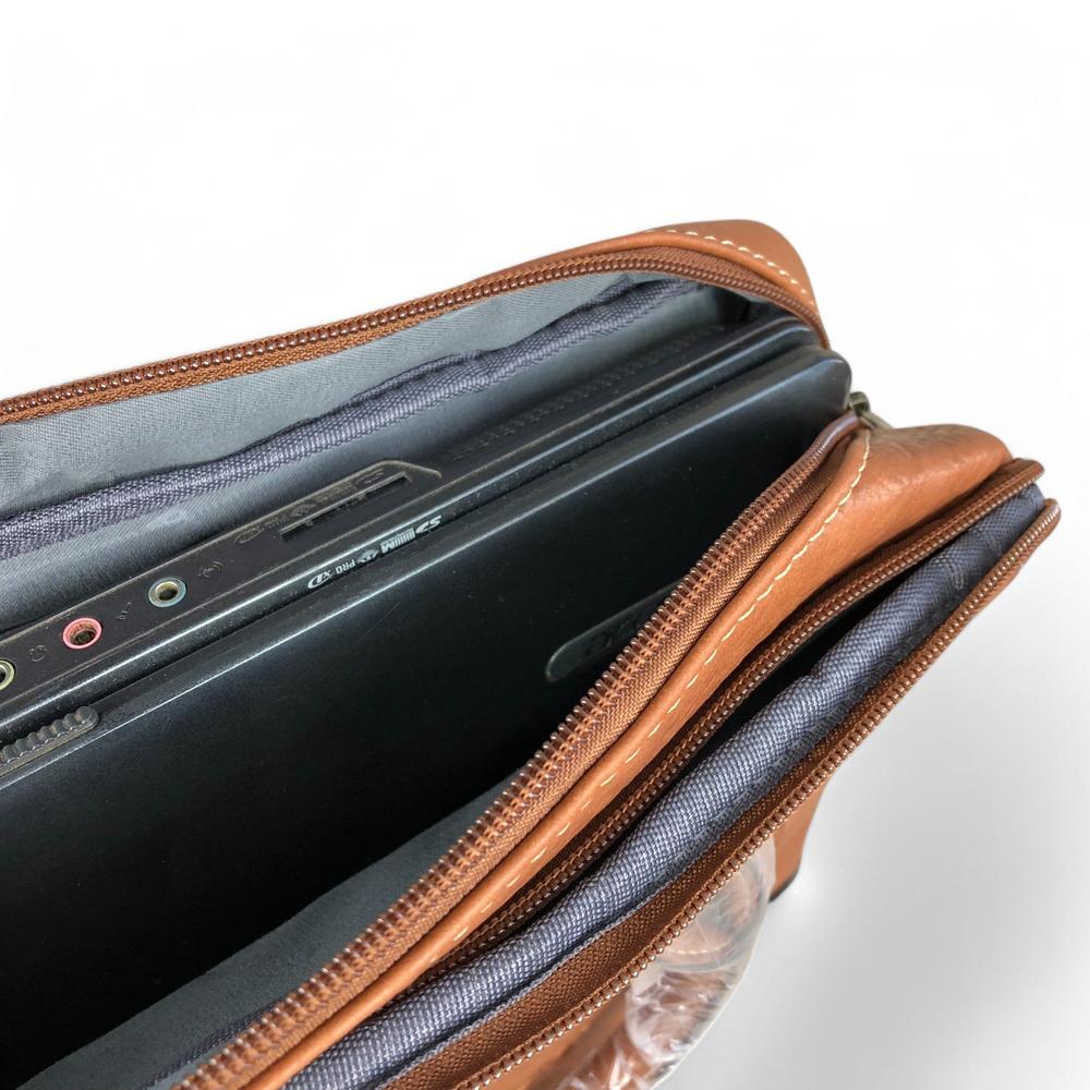 TAN BROWN BRANDED Cotton Road PU Leather Laptop Bag
