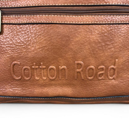 TAN BROWN BRANDED Cotton Road PU Leather Laptop Bag
