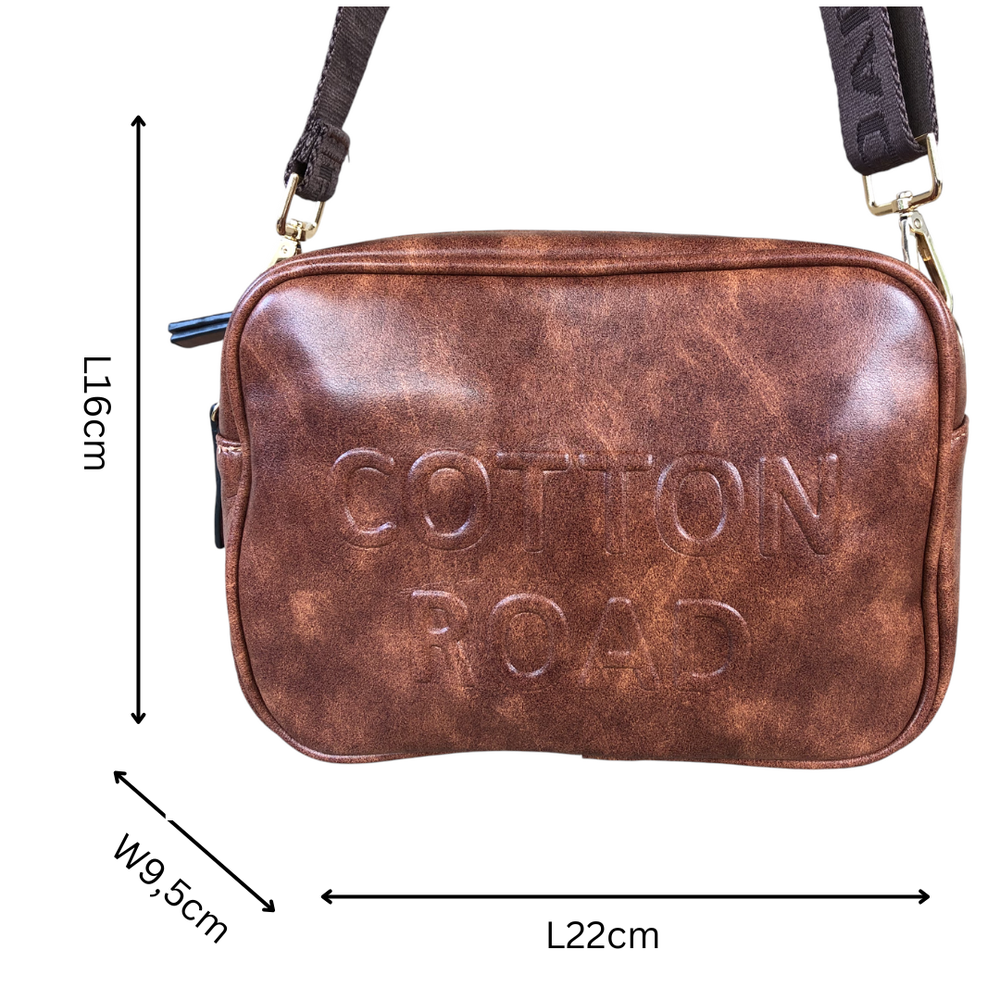 TAN PU Leather BRANDED Cotton Road Sling Bag