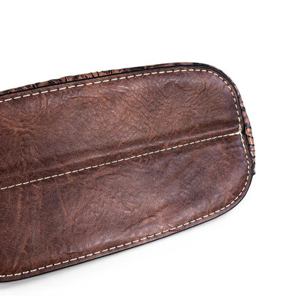 TAN PU Leather Cotton Road Sling Bag with EMBOSSED FLOWERS