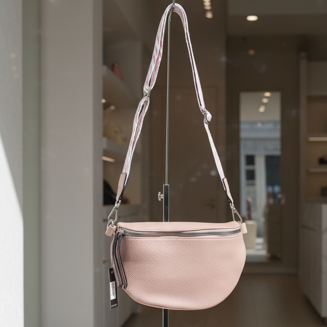 Troocolor Crossbody Bag: PINK PU Leather Cross Body / Waist Bag with Woven Strap hero