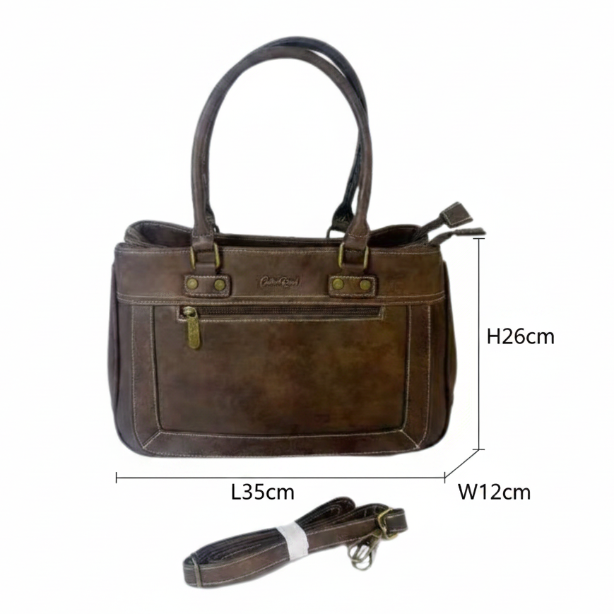 Cotton Road Handbag: Stylish COFFEE BROWN WAXED PU Leather Bag