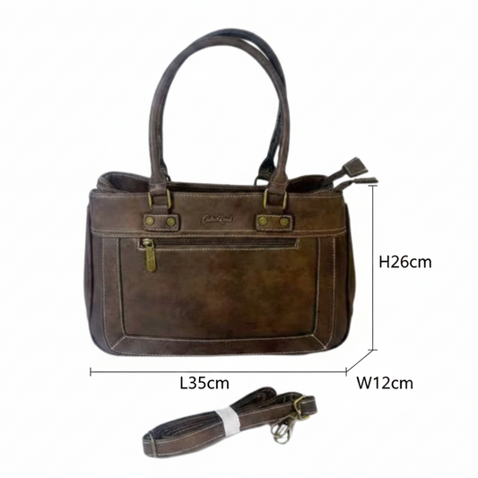 Cotton Road Handbag: Stylish COFFEE BROWN WAXED PU Leather Bag