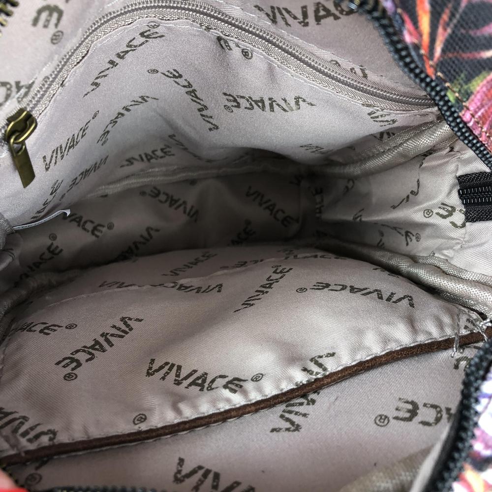 VIVACE BLACK Canvas Sling Bag with BROWN TRIM and PROTEAS