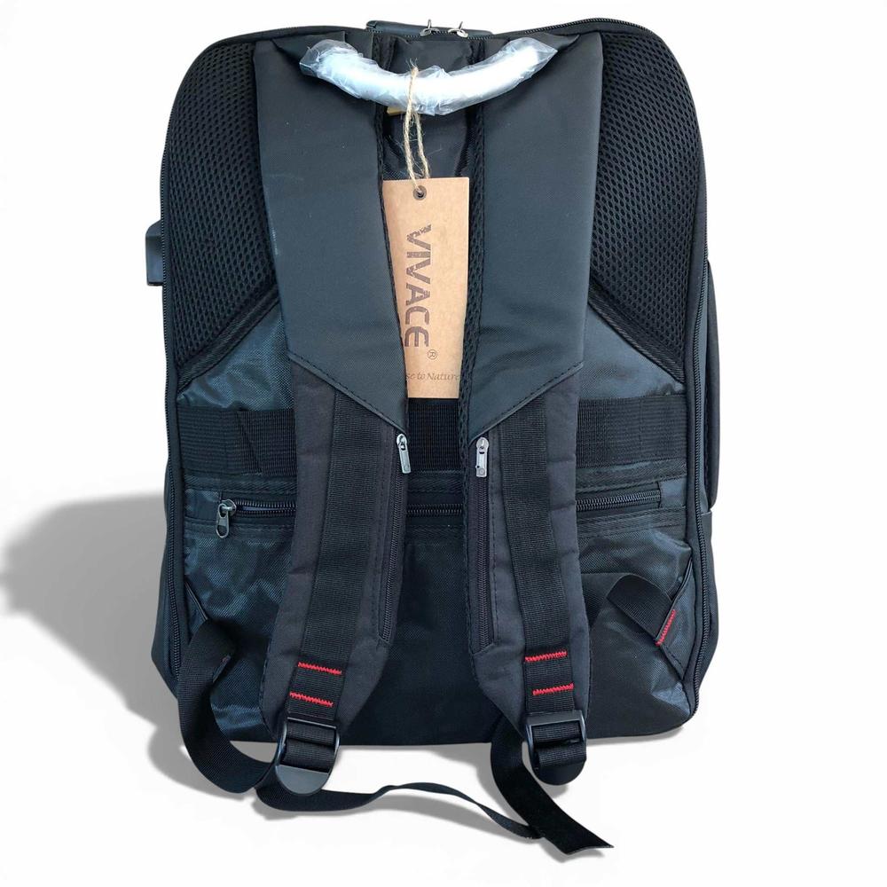 VIVACE Backpack: BLACK Canvas BRANDED Laptop Backpack