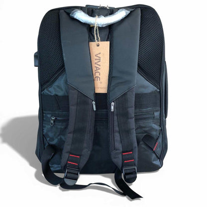 VIVACE Backpack: BLACK Canvas BRANDED Laptop Backpack