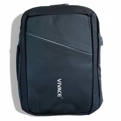 VIVACE Backpack: BLACK Canvas BRANDED Laptop Backpack