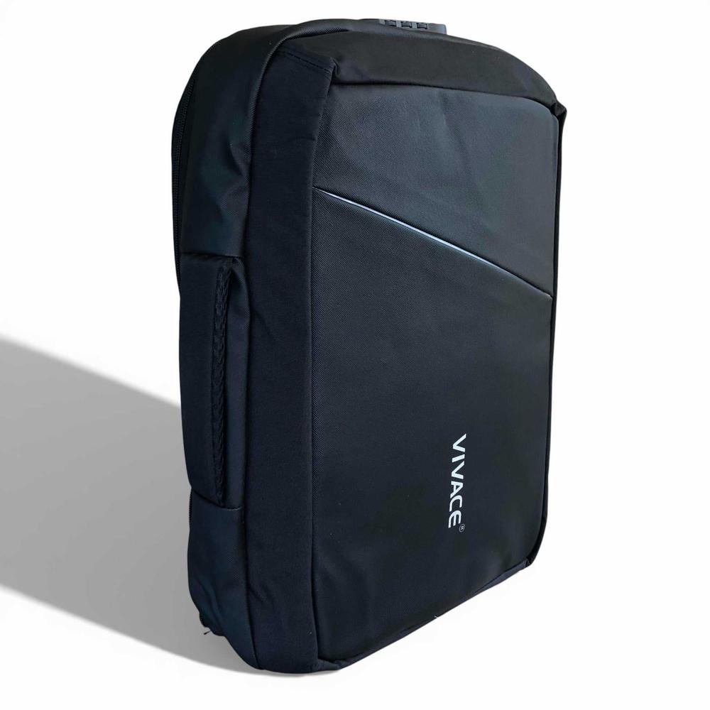 VIVACE Backpack: BLACK Canvas BRANDED Laptop Backpack