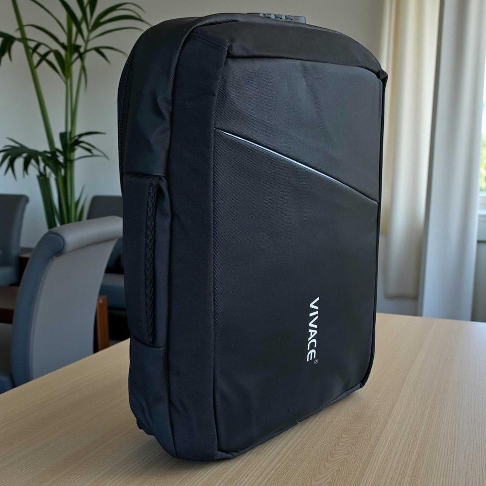 VIVACE Backpack: BLACK Canvas BRANDED Laptop Backpack