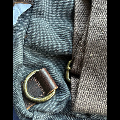 VIVACE CROSS BODY BAG: VINTAGE CHARCOAL BLACK Canvas with Detailed Leather Trim BOTTOM SHOULDER STRAP ATTACHMENT