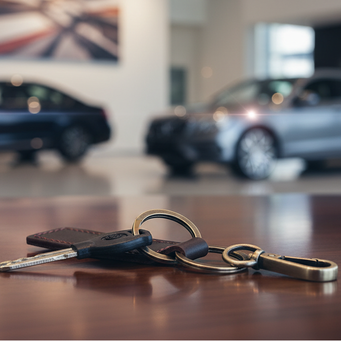 VIVACE KEYRING: DARK BROWN GENUINE Leather Keychain lifestyle