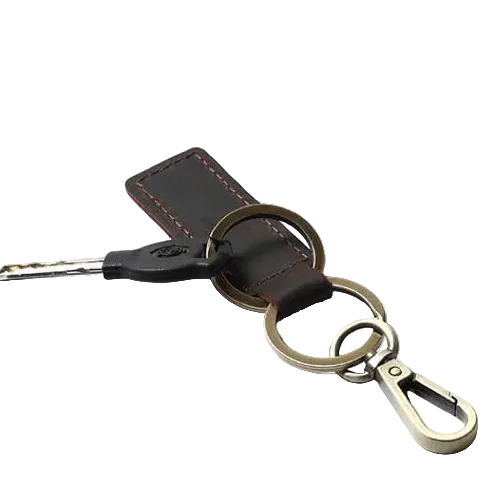 VIVACE KEYRING: DARK BROWN GENUINE Leather Keyring WITH KEY