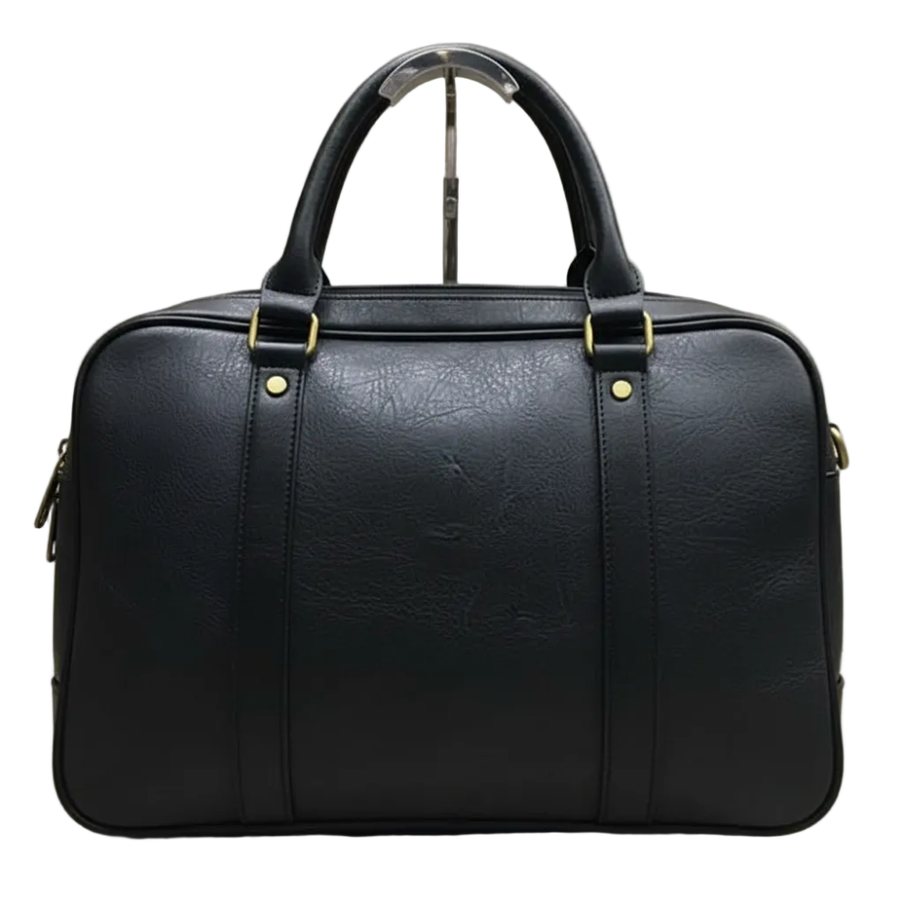 VIVACE LAPTOP BAG: BLACK PU Leather Branded Laptop Bag BACK
