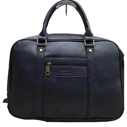 VIVACE LAPTOP BAG: BLACK PU Leather Branded Laptop Bag FRONT