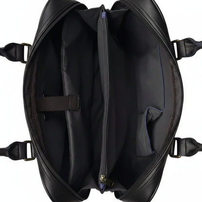 VIVACE LAPTOP BAG: BLACK PU Leather Branded Laptop Bag OPEN
