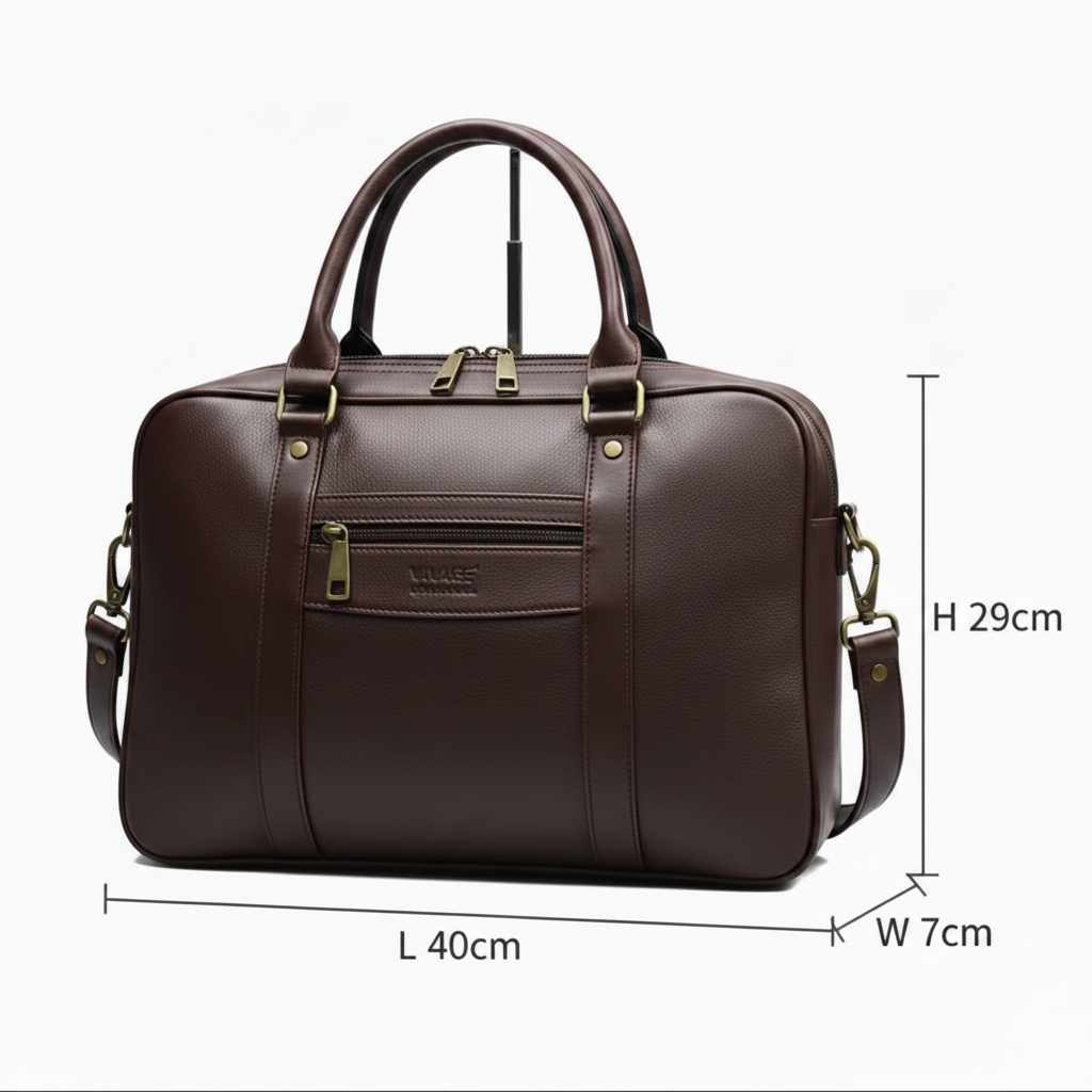 VIVACE LAPTOP BAG: BLACK PU Leather Branded Laptop Bag SIZE