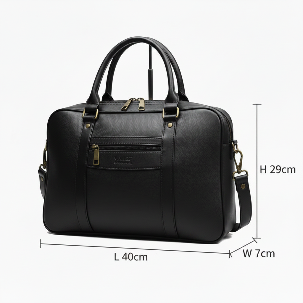 VIVACE LAPTOP BAG: BLACK PU Leather Branded Laptop Bag SIZE